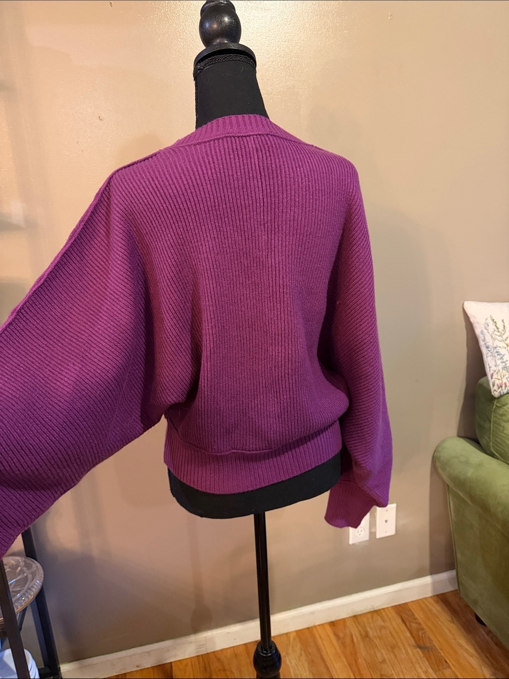 Women's Hyper Violet Crewneck Dolman Sleeve Knit Sweater - Picture 5 of 5